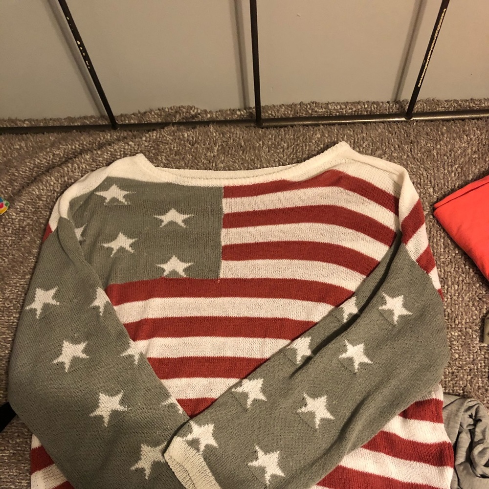 Large oversized American flag sweater